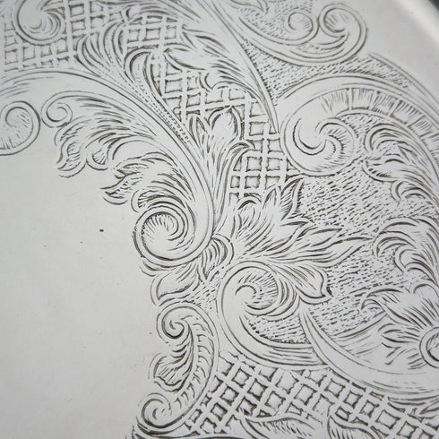 British Vintage Silver Plated Tray Salva Diameter 28cm EHP